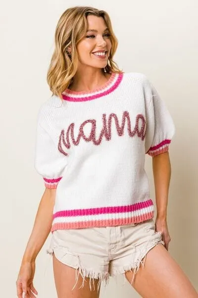 BiBi MAMA Contrast Trim Short Sleeve Sweater sold by Unique Kulture product image thumbnail 2