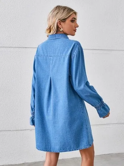 Pocketed Dropped Shoulder Mini Denim Dress sold by Unique Kulture product image thumbnail 2