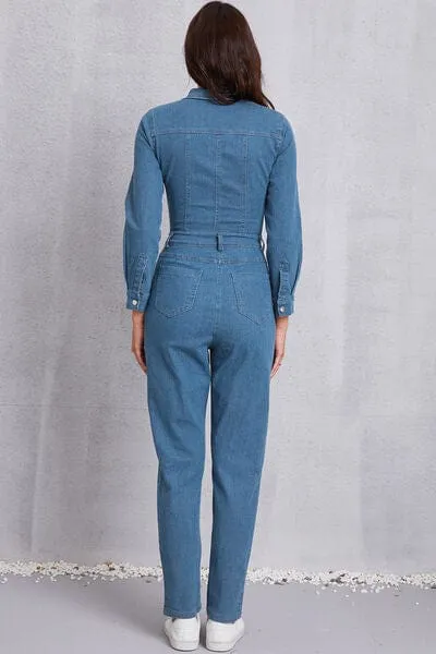 Snap Down Denim Jumpsuit with Pockets sold by Unique Kulture product image thumbnail 2