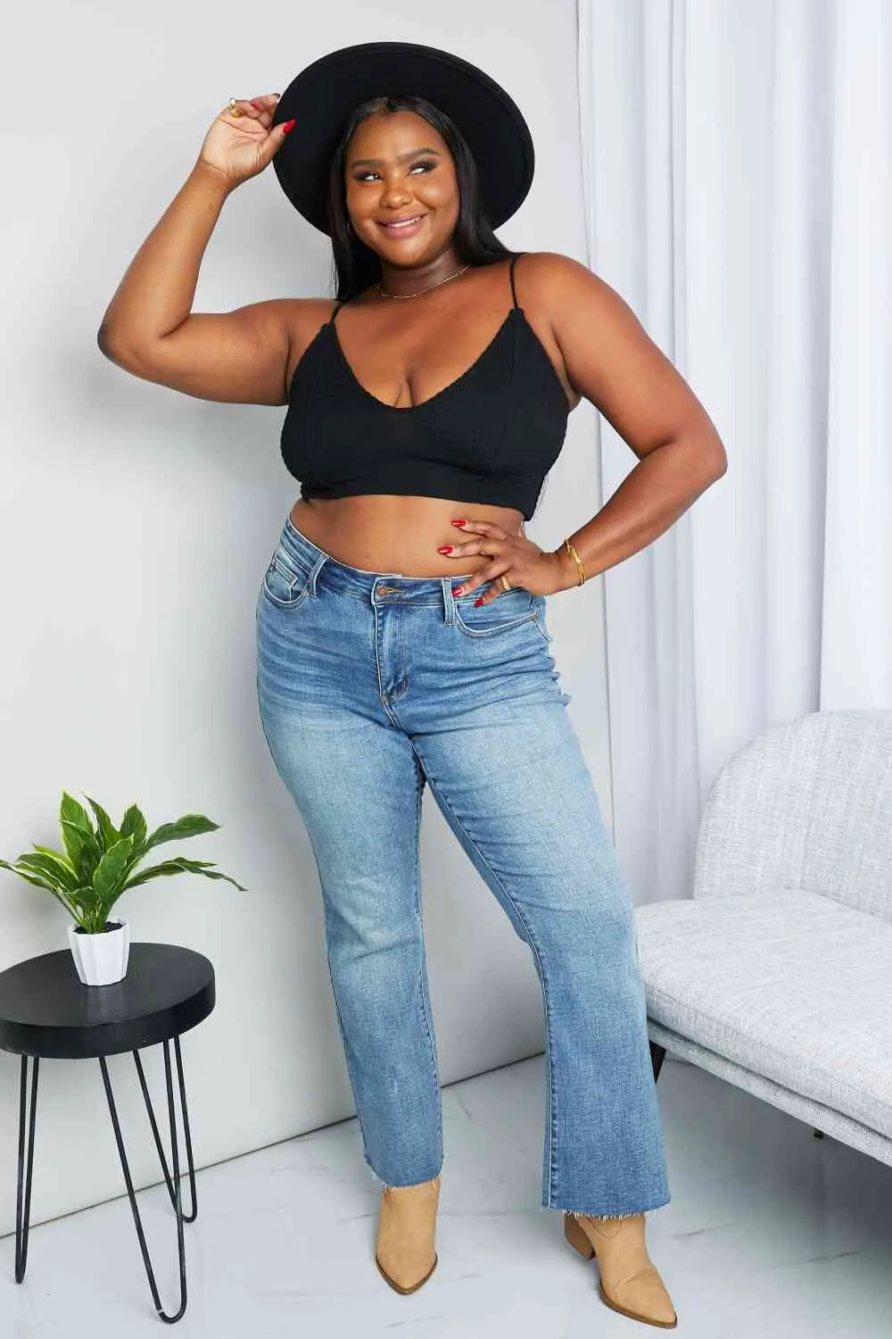 Zenana Full Size Textured Spaghetti Strap Bralette in Black sold by Unique Kulture product image thumbnail 4