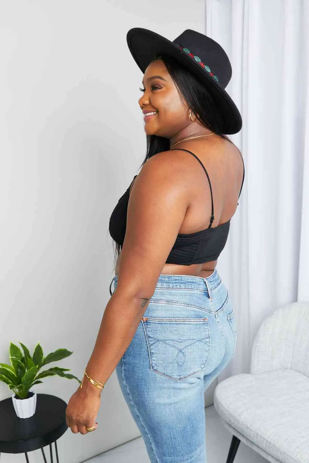 Zenana Full Size Textured Spaghetti Strap Bralette in Black sold by Unique Kulture product image thumbnail 2