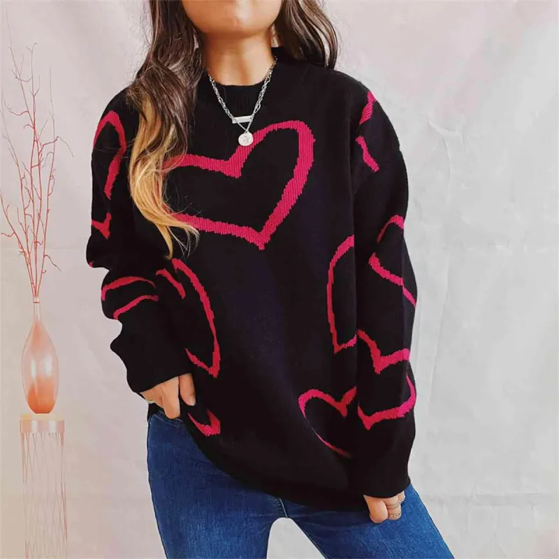 Heart Pattern Long Sleeve Sweater sold by Unique Kulture