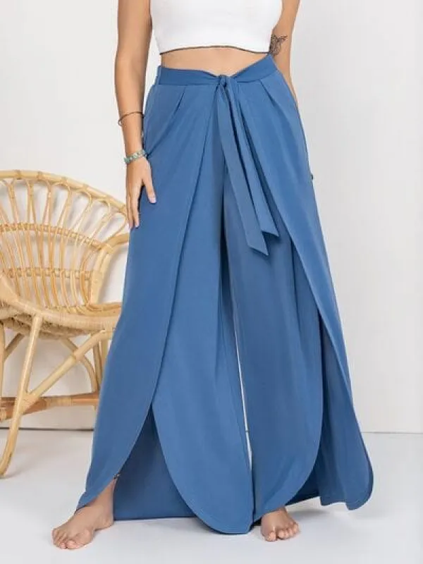 Plus Size Tied Slit Wide Leg Pants sold by Unique Kulture