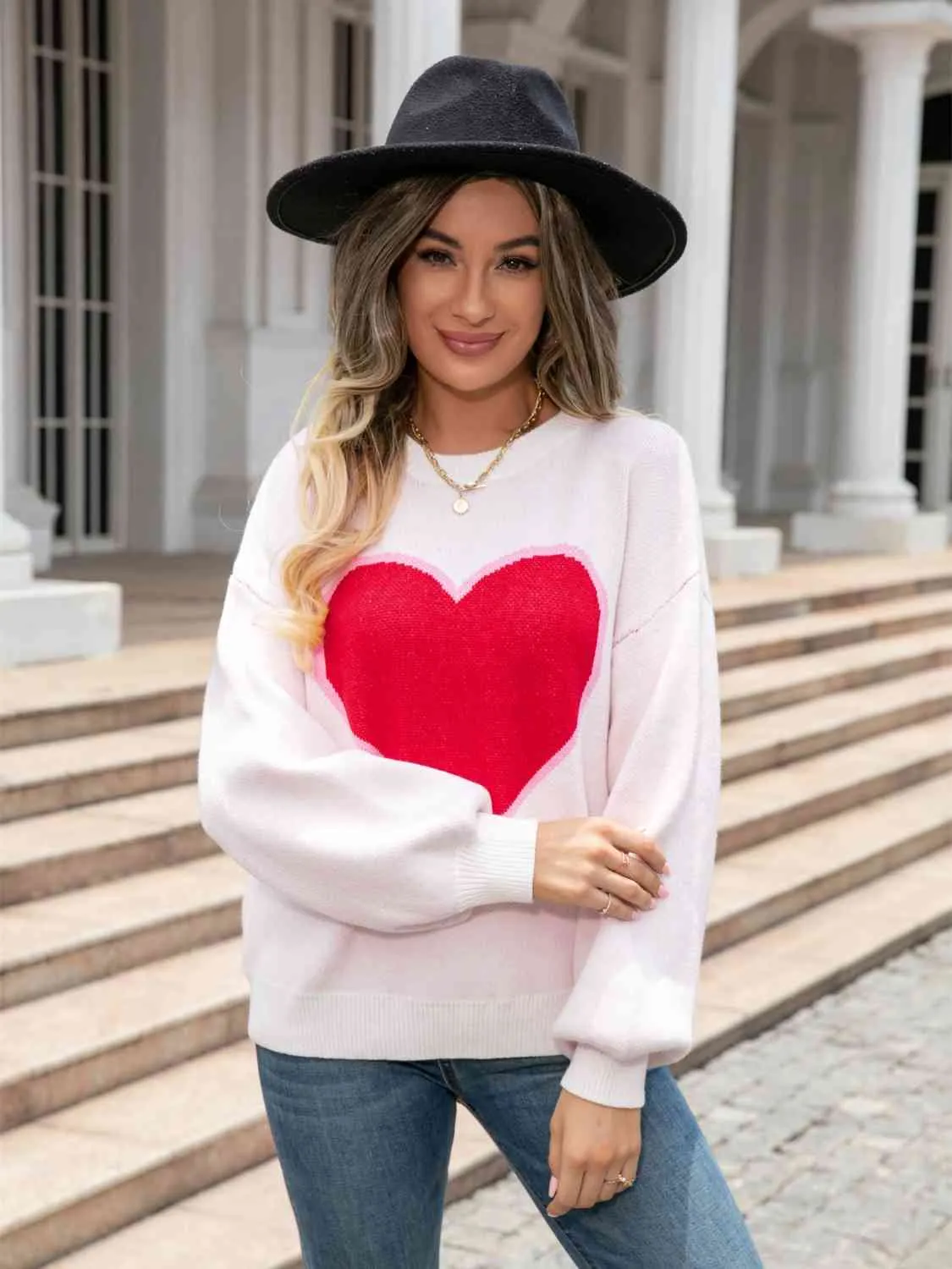 Heart Graphic Round Neck Sweater sold by Unique Kulture product image thumbnail 4