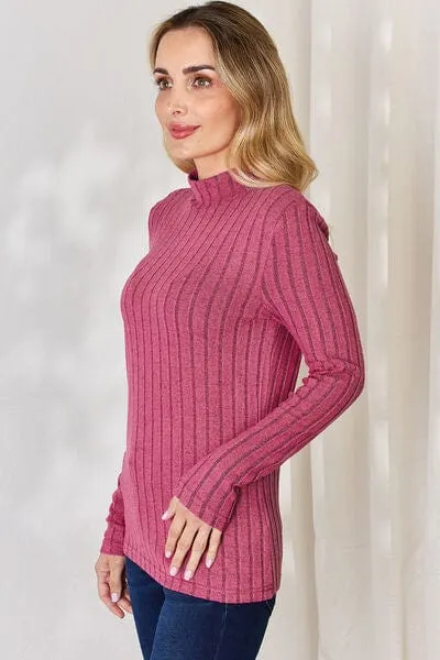 Basic Bae Full Size Ribbed Mock Neck Long Sleeve T-Shirt sold by Unique Kulture product image thumbnail 5