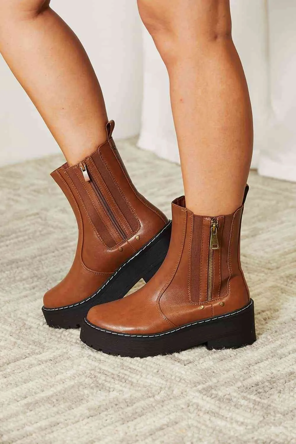 Forever Link Side Zip Platform Boots sold by Unique Kulture