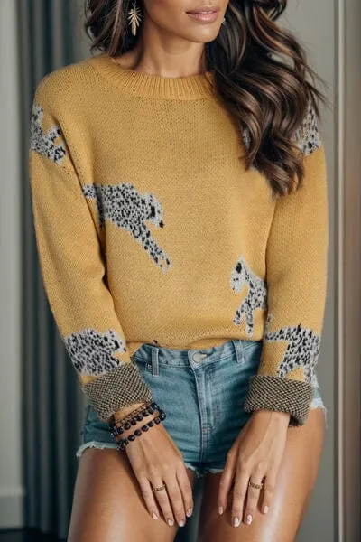 Animal Element Round Neck Dropped Shoulder Sweater sold by Unique Kulture