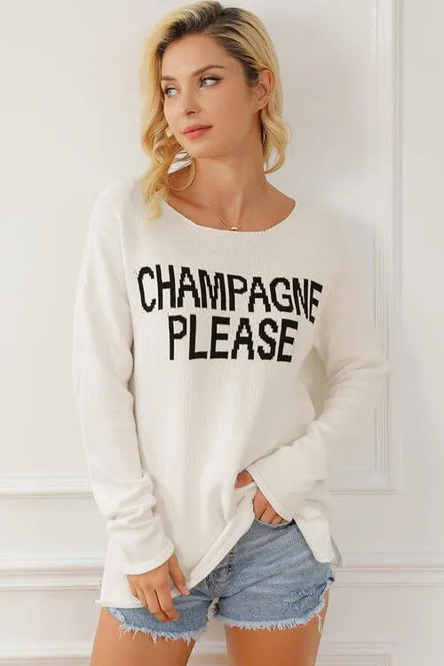CHAMPAGNE PLEASE Long Sleeve Slit Sweater sold by Unique Kulture product image thumbnail 4