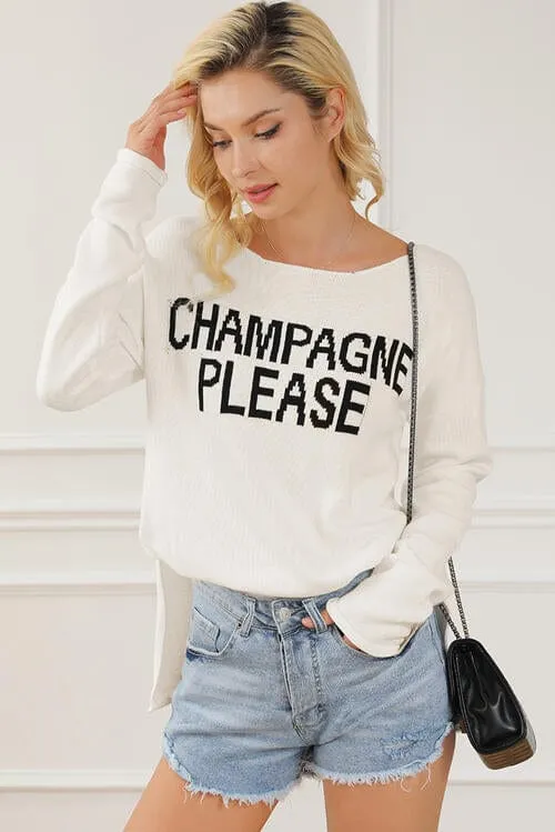 CHAMPAGNE PLEASE Long Sleeve Slit Sweater sold by Unique Kulture product image thumbnail 3