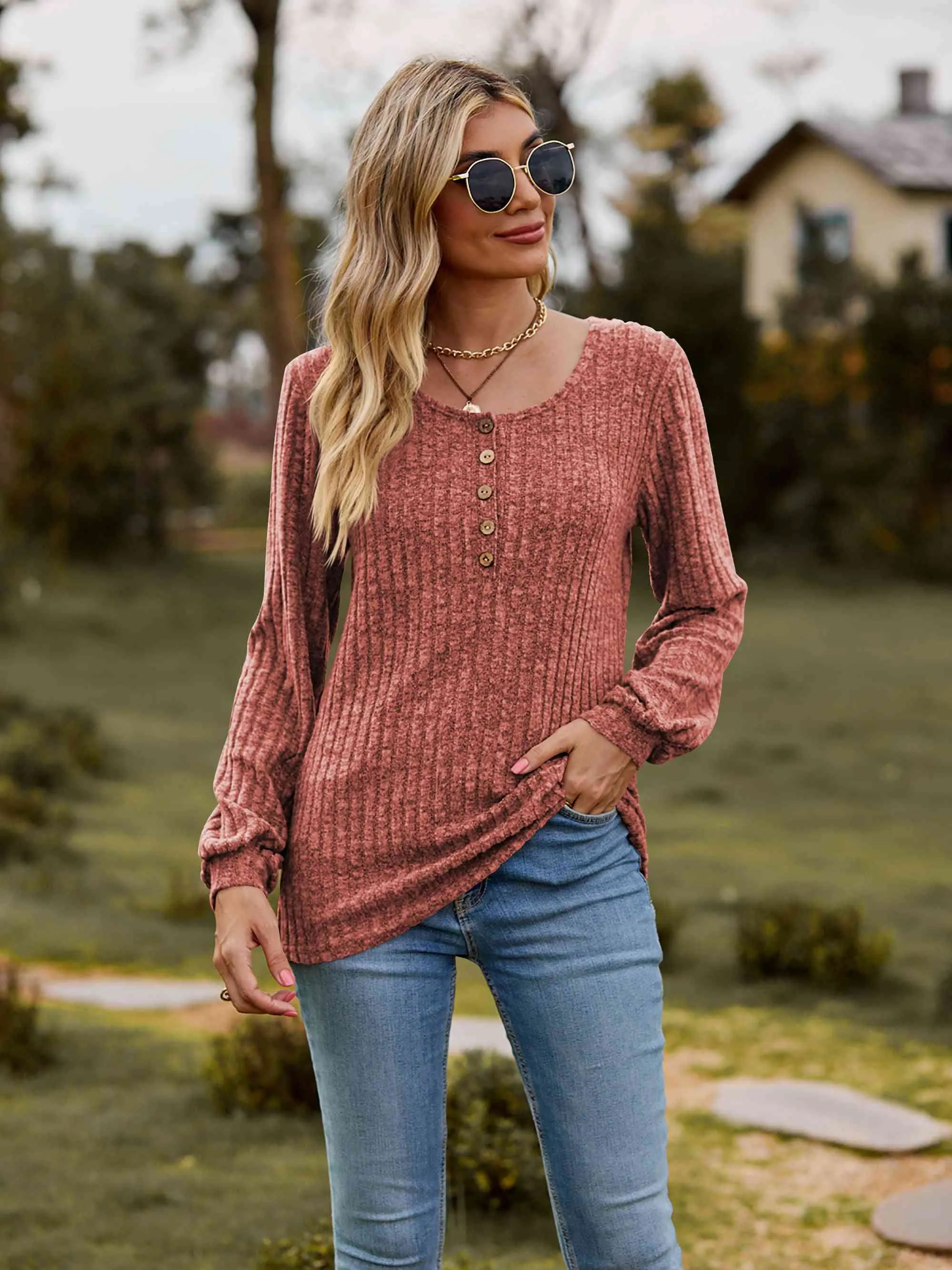 Round Neck Button-Down Long Sleeve Tee sold by Unique Kulture product image thumbnail 3