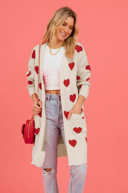 Heart Graphic Open Front Cardigan with Pockets sold by Unique Kulture product image thumbnail 3