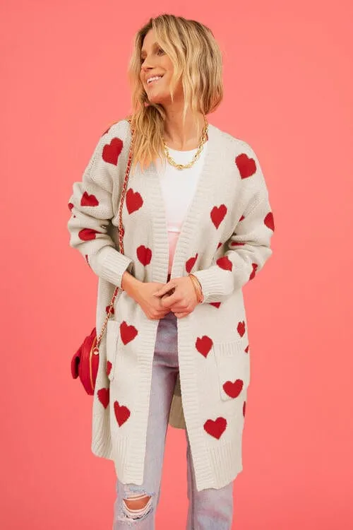 Heart Graphic Open Front Cardigan with Pockets sold by Unique Kulture product image thumbnail 4