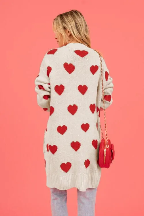 Heart Graphic Open Front Cardigan with Pockets sold by Unique Kulture product image thumbnail 2