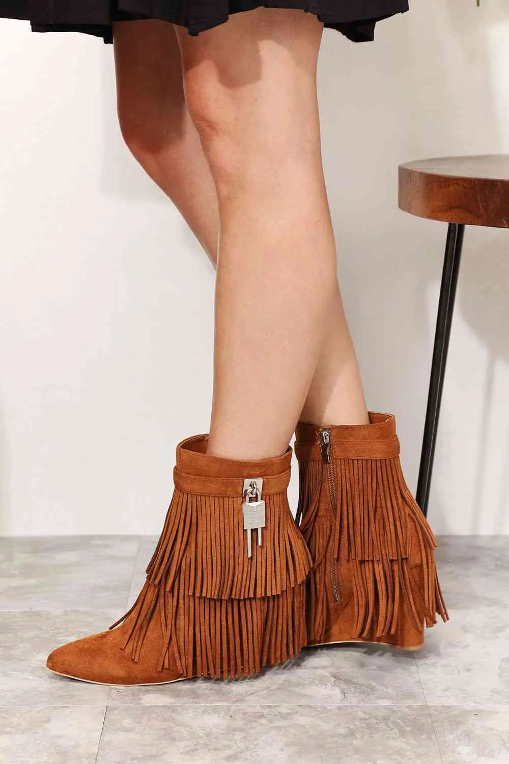 Legend Women's Tassel Wedge Heel Ankle Booties sold by Unique Kulture product image thumbnail 4