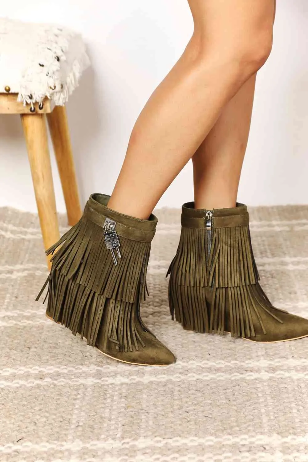 Legend Women's Tassel Wedge Heel Ankle Booties sold by Unique Kulture product image thumbnail 3
