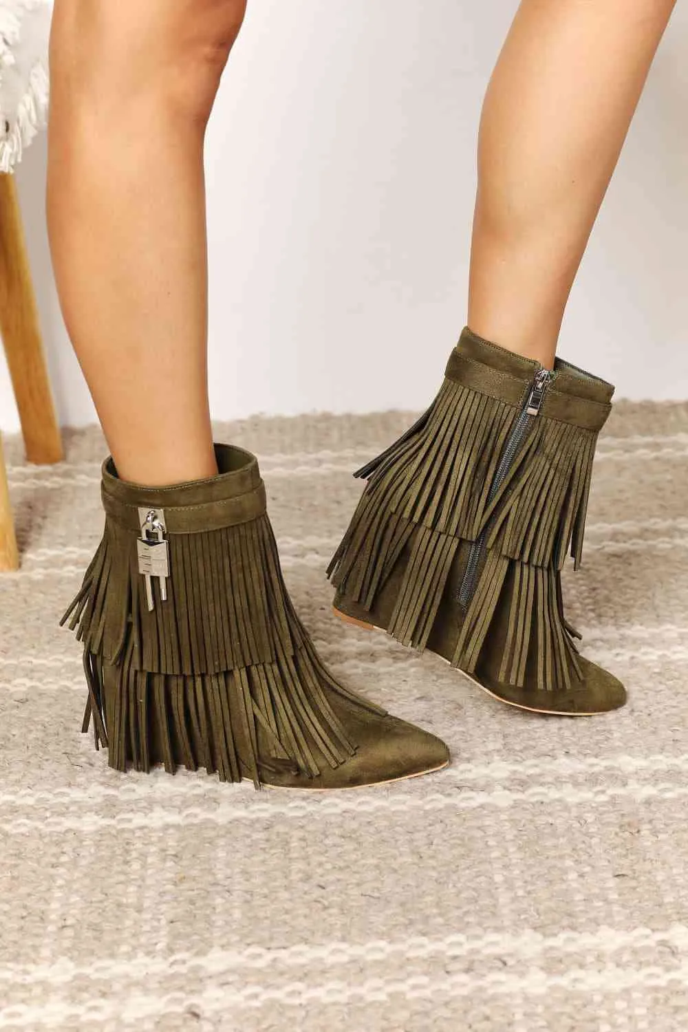 Legend Women's Tassel Wedge Heel Ankle Booties sold by Unique Kulture product image thumbnail 2