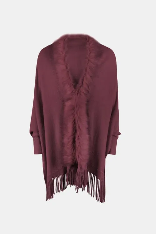 Fringe Open Front Long Sleeve Poncho sold by Unique Kulture product image thumbnail 5