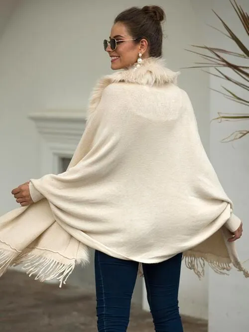 Fringe Open Front Long Sleeve Poncho sold by Unique Kulture product image thumbnail 3