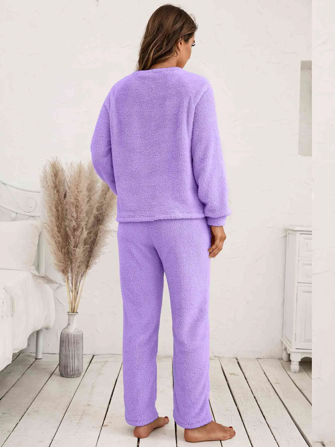 Teddy Long Sleeve Top and Pants Lounge Set sold by Unique Kulture product image thumbnail 4