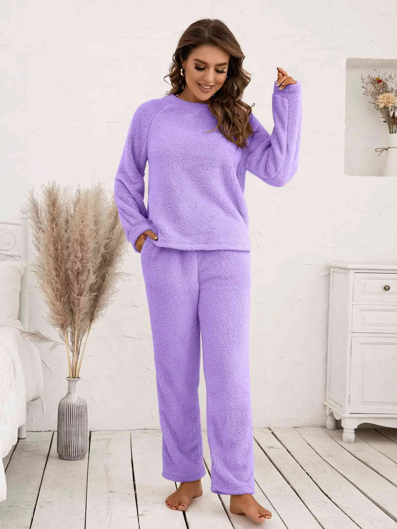 Teddy Long Sleeve Top and Pants Lounge Set sold by Unique Kulture product image thumbnail 2