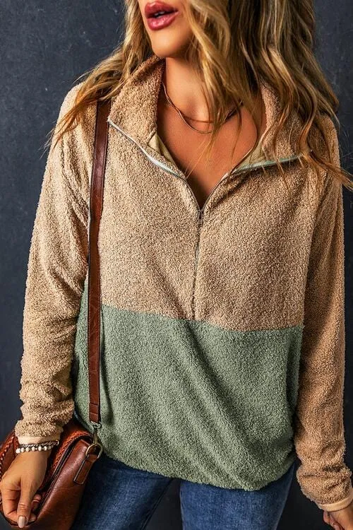 Contrast Half Zip Long Sleeve Sweatshirt sold by Unique Kulture