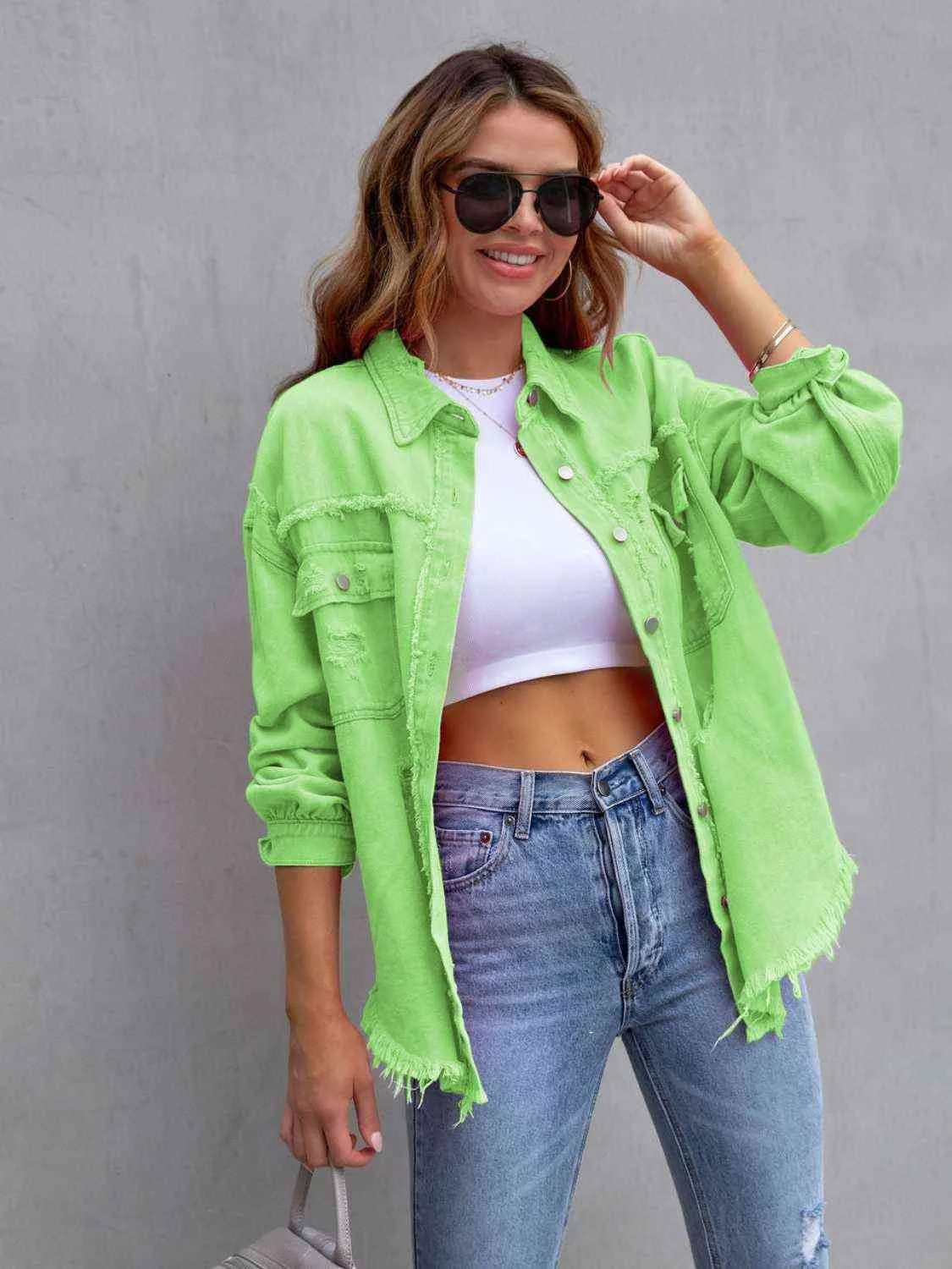 Distressed Drop Shoulder Denim Jacket sold by Unique Kulture product image thumbnail 4