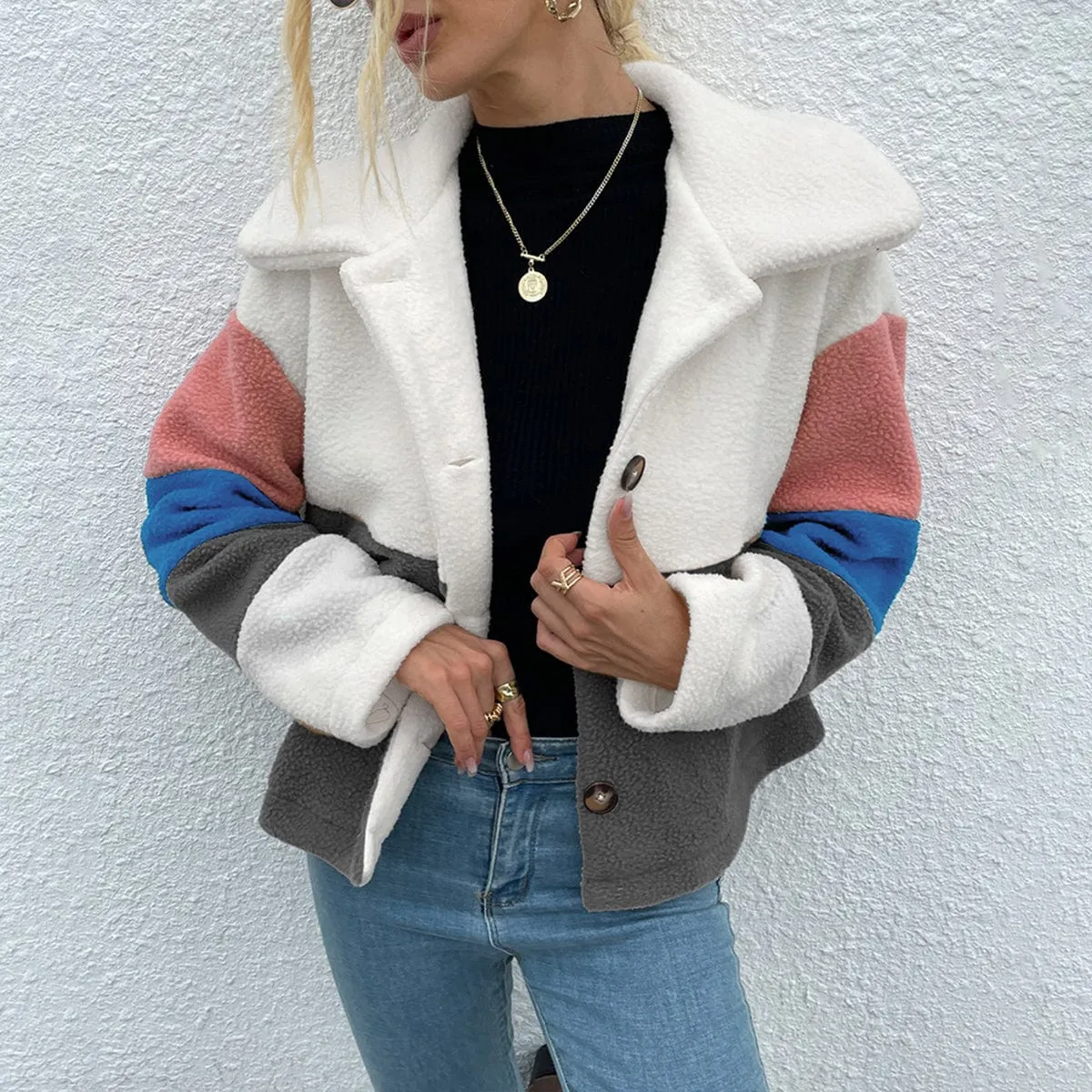 Color Block Button Down Collared Jacket sold by Unique Kulture product image thumbnail 5