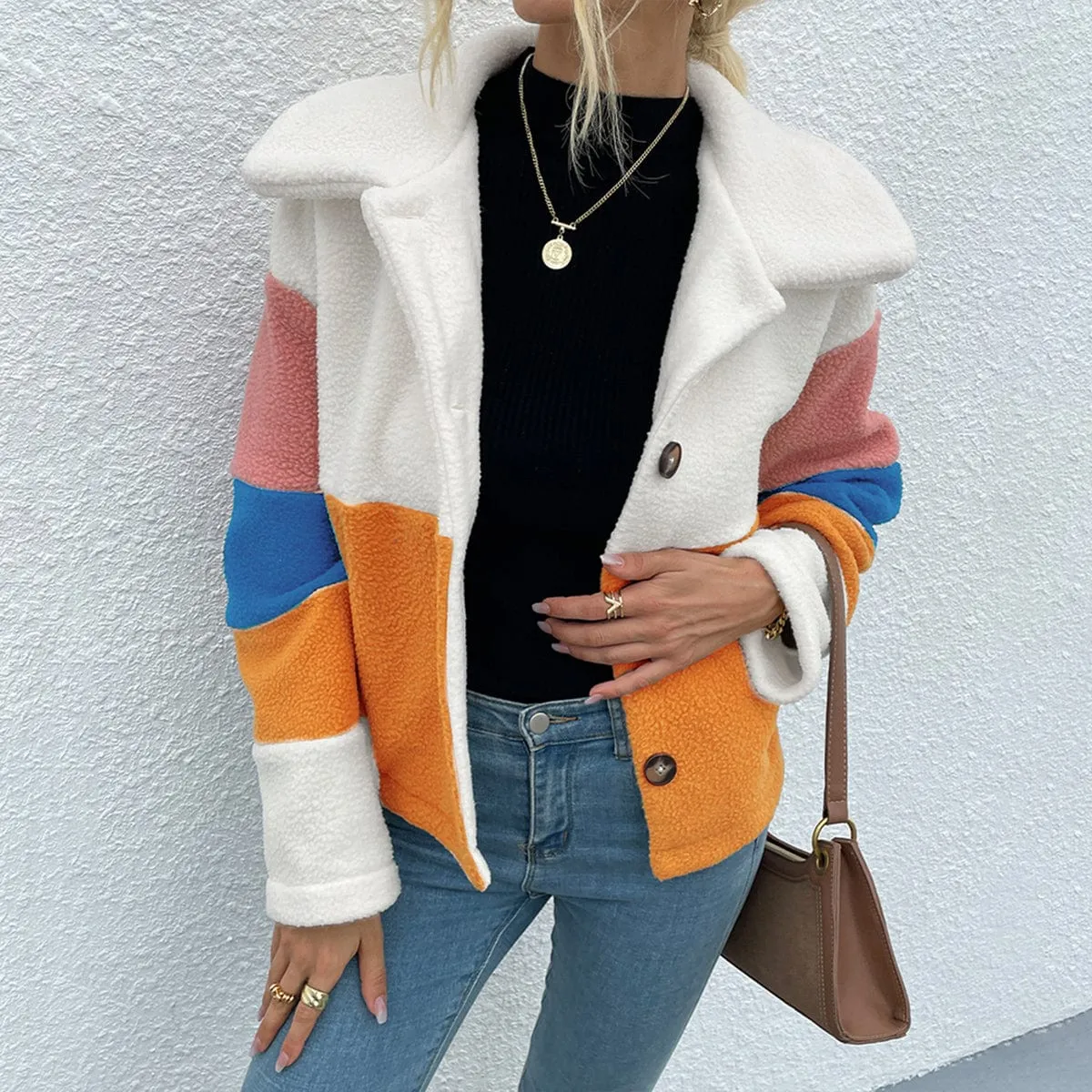 Color Block Button Down Collared Jacket sold by Unique Kulture product image thumbnail 4