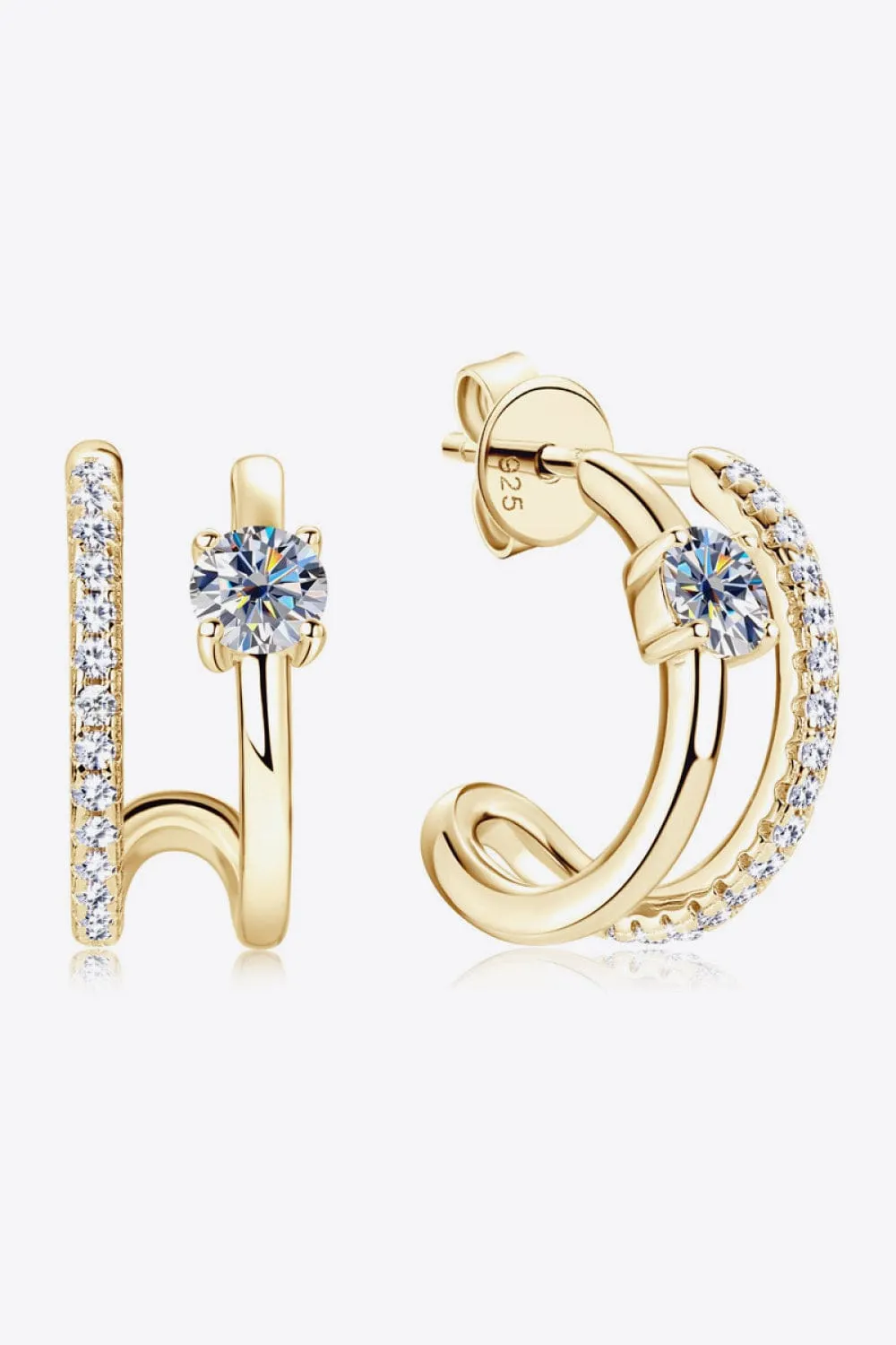 Moissanite 925 Sterling Silver C-Hoop Earrings sold by Unique Kulture product image thumbnail 4