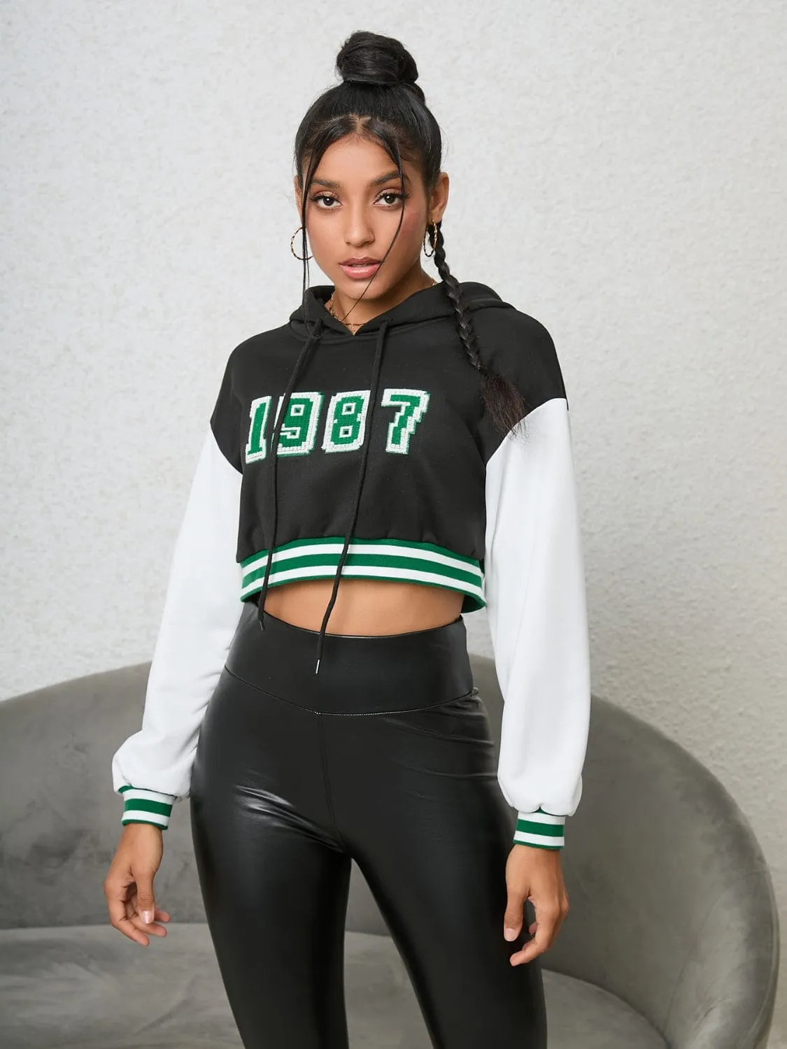 1987 Graphic Cropped Hoodie sold by Unique Kulture product image thumbnail 2