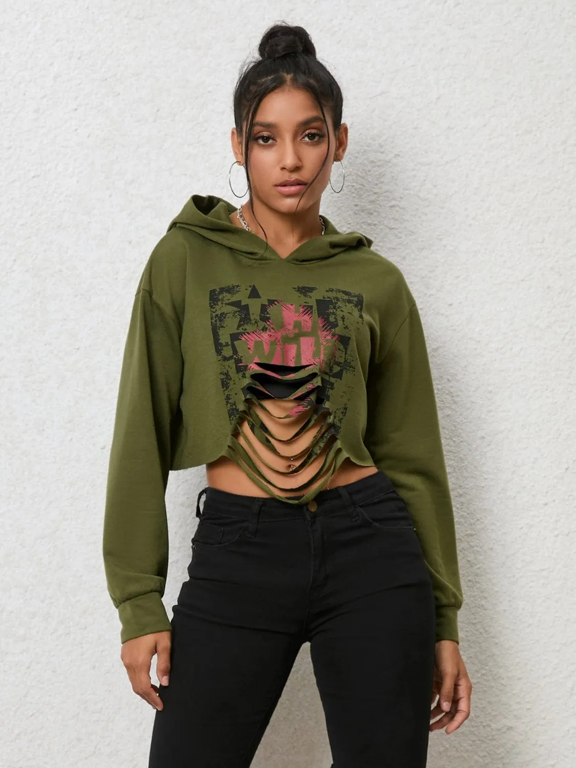 Cutout Long Sleeve Hoodie sold by Unique Kulture product image thumbnail 2