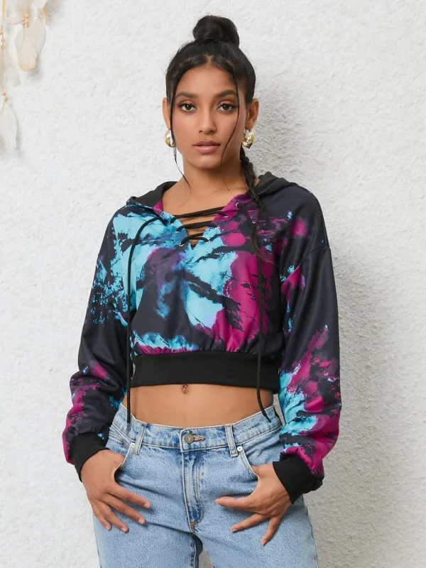 Tie-Dye Lace-Up Hoodie sold by Unique Kulture