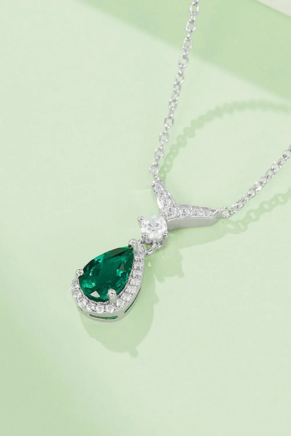 Lab-Grown Emerald Teardrop Necklace sold by Unique Kulture product image thumbnail 3