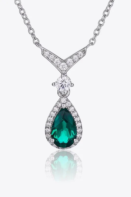 Lab-Grown Emerald Teardrop Necklace sold by Unique Kulture