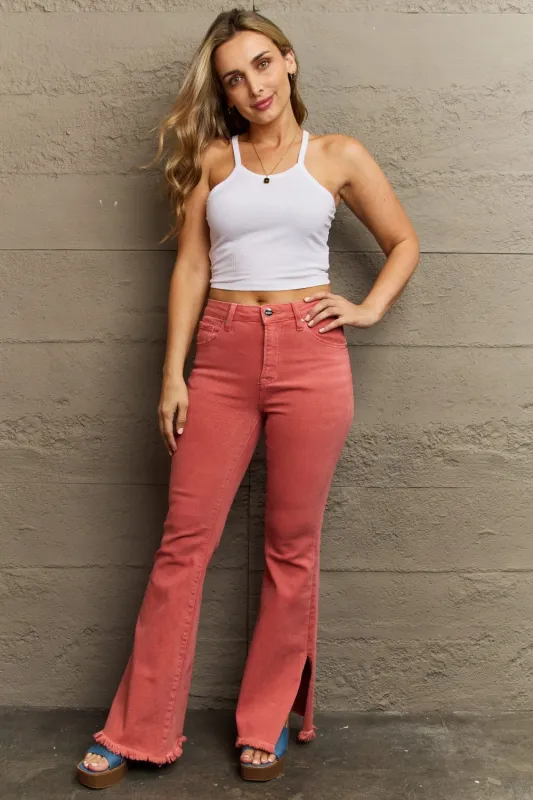 RISEN Bailey Full Size High Waist Side Slit Flare Jeans sold by Unique Kulture