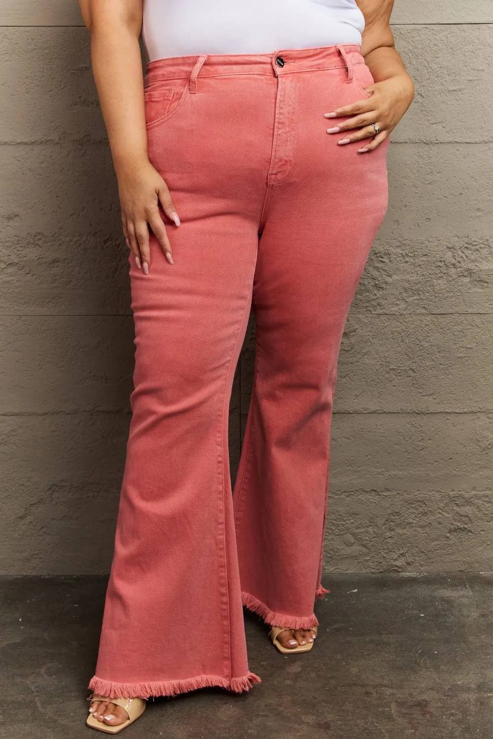 RISEN Bailey Full Size High Waist Side Slit Flare Jeans sold by Unique Kulture product image thumbnail 5
