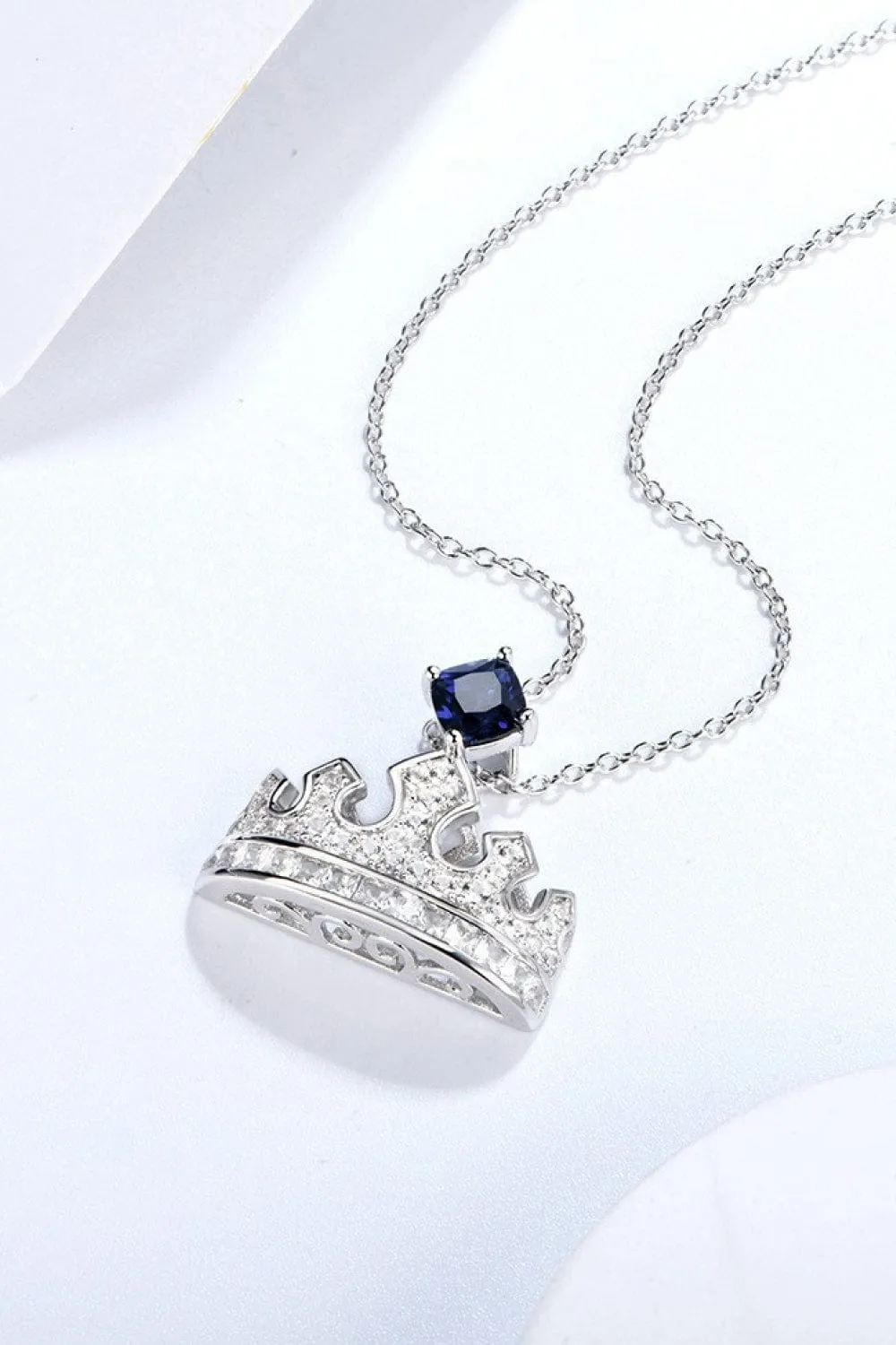 Zircon Lab-Grown Sapphire Crown Shape Pendant Necklace sold by Unique Kulture product image thumbnail 4