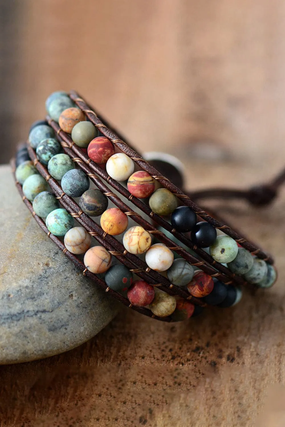 Handmade Triple Layer Beaded Agate Bracelet sold by Unique Kulture product image thumbnail 2