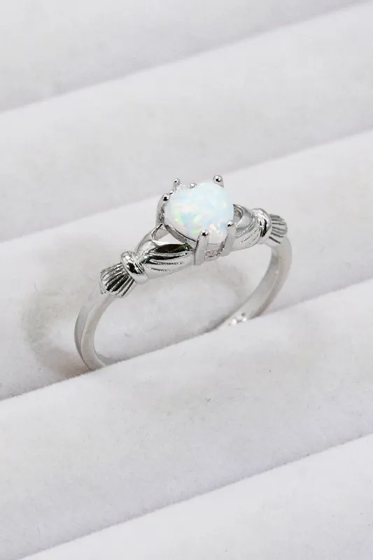 925 Sterling Silver Heart Opal Ring sold by Unique Kulture
