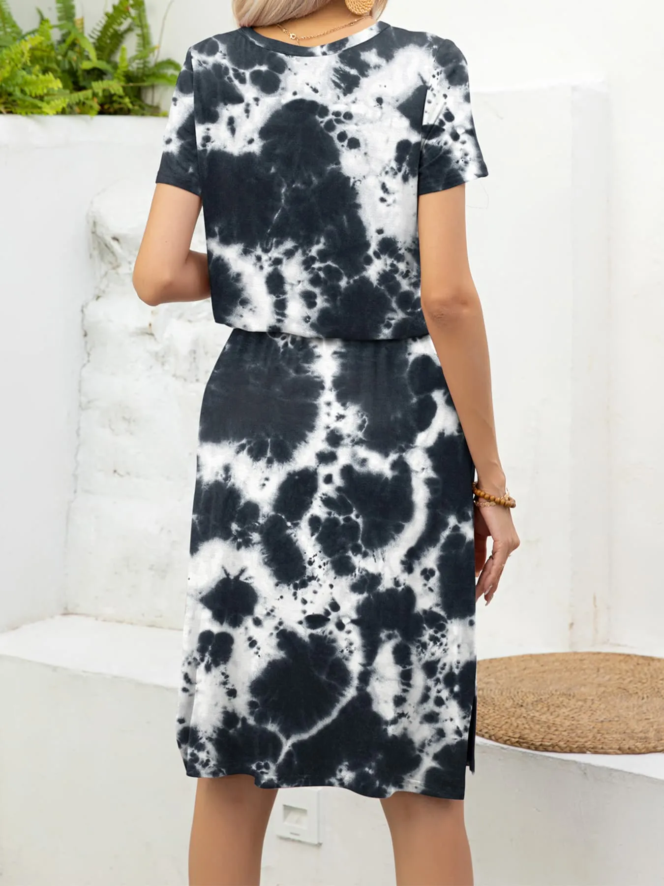 Round Neck Short Sleeve Slit Dress with Pockets sold by Unique Kulture product image thumbnail 2