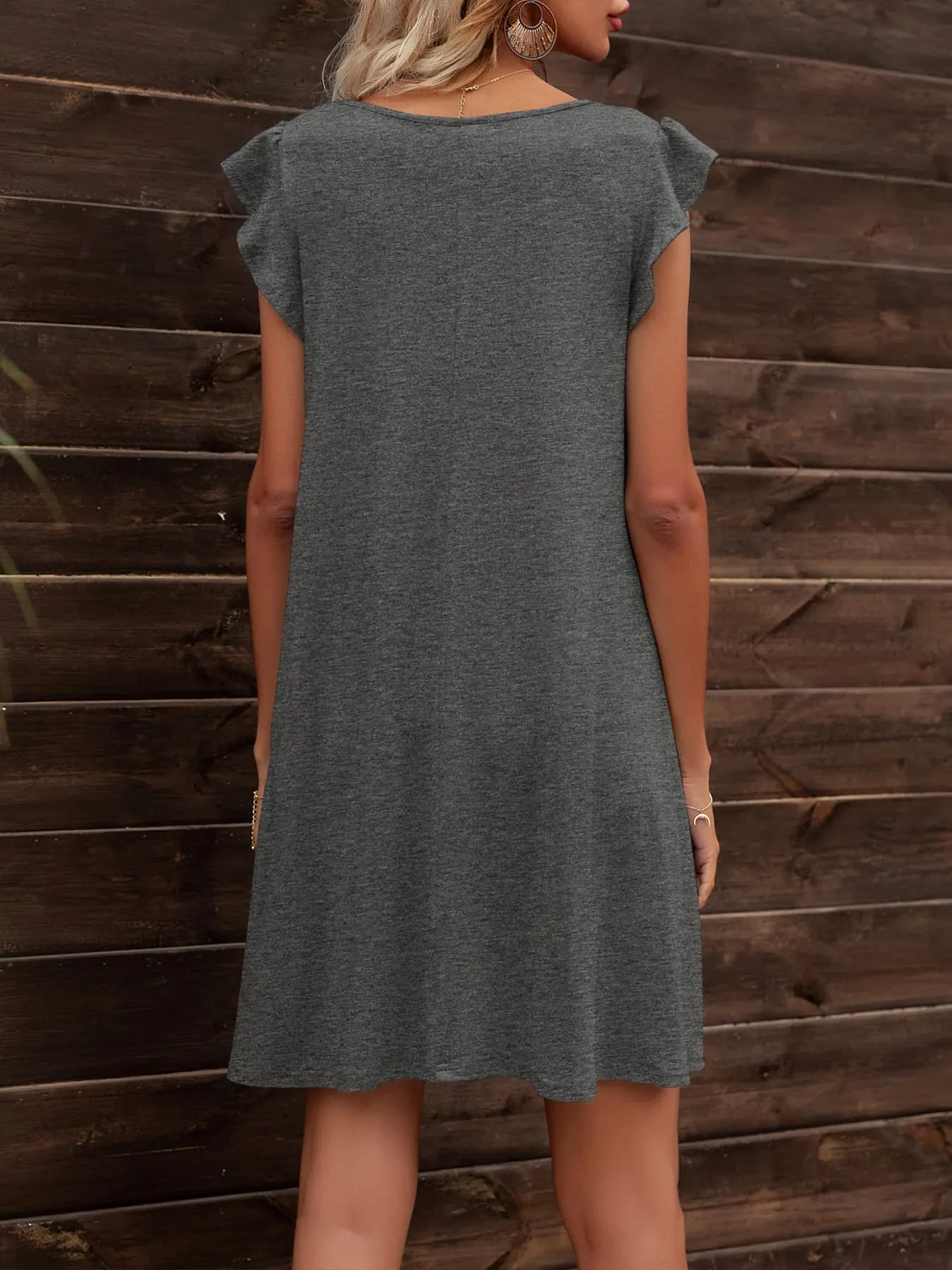 Round Neck Flutter Sleeve Dress with Pockets sold by Unique Kulture product image thumbnail 2