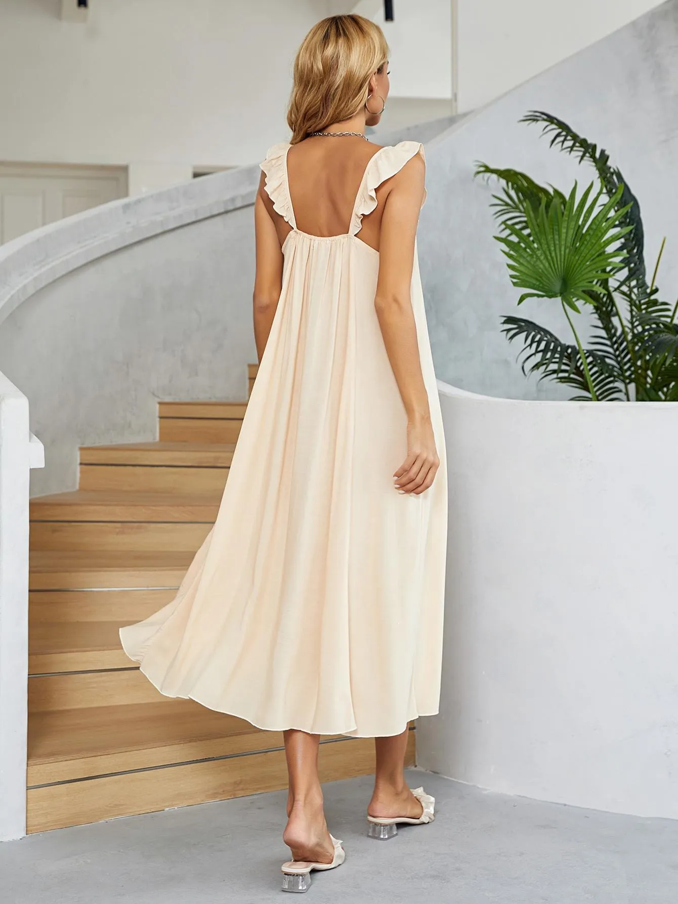 Ruffled V-Neck Midi Dress sold by Unique Kulture product image thumbnail 2