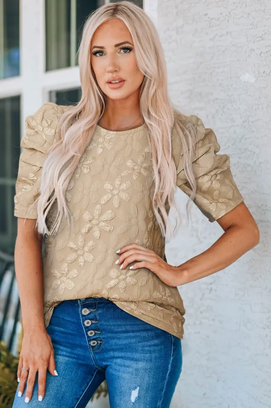 Puff Sleeve Round Neck Blouse sold by Unique Kulture