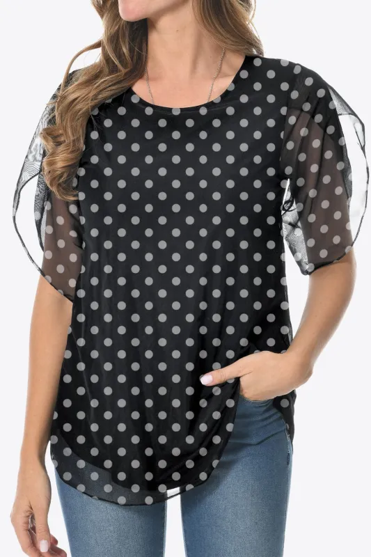 Printed Round Neck Curved Hem Blouse sold by Unique Kulture