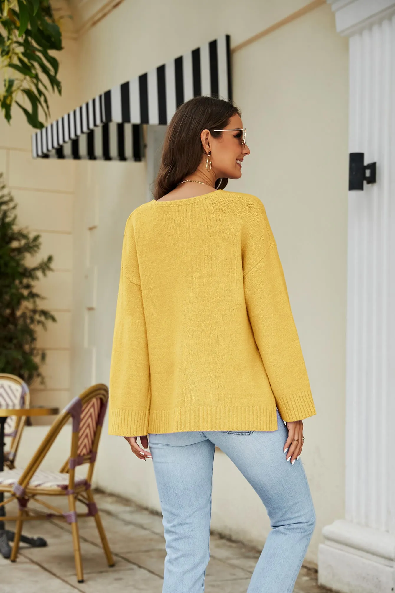 Drop Shoulder V-Neck Knit Pullover sold by Unique Kulture product image thumbnail 2