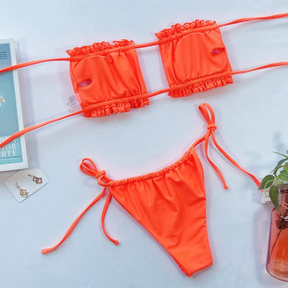 Frill Trim Ruched Bikini Set sold by Unique Kulture product image thumbnail 5
