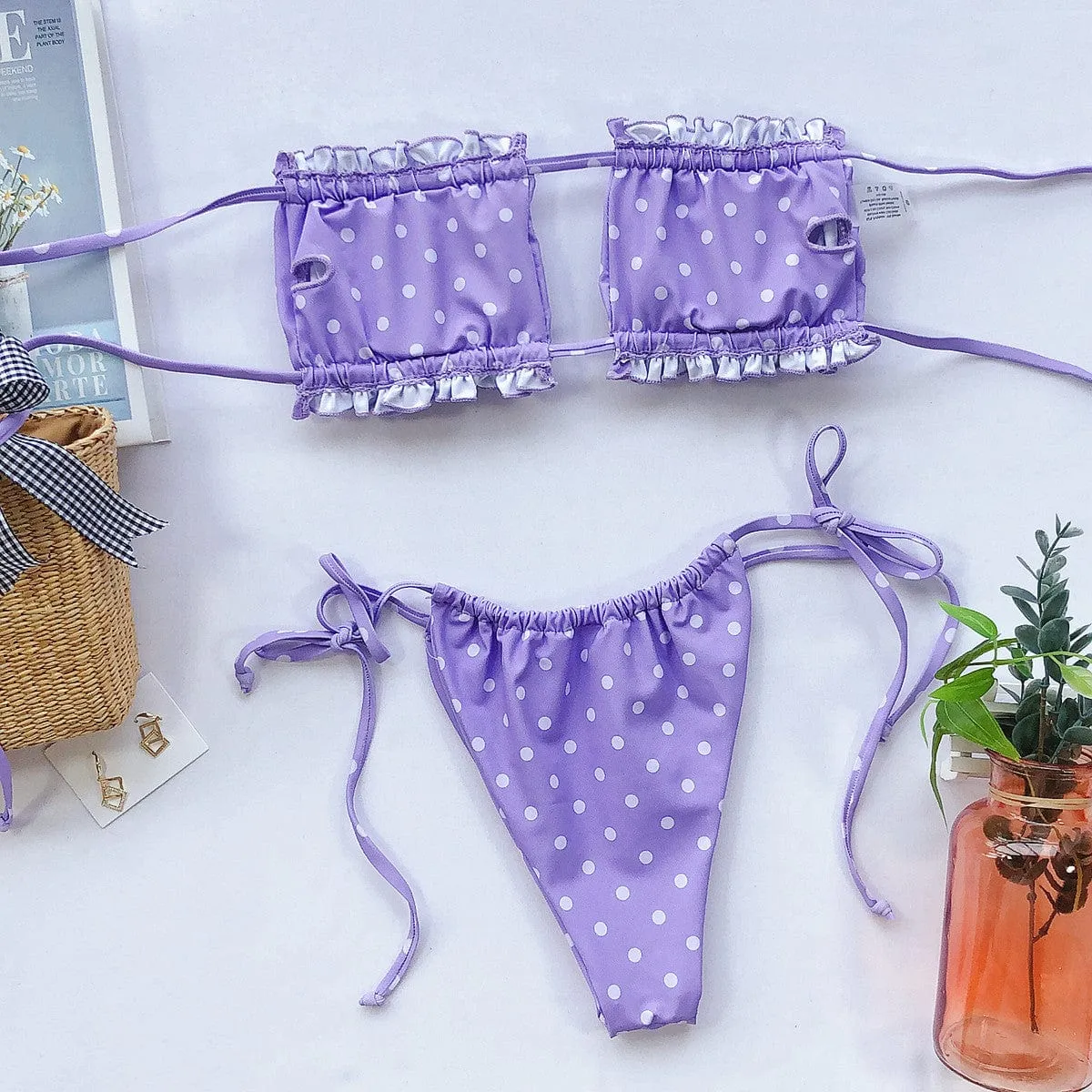 Frill Trim Ruched Bikini Set sold by Unique Kulture product image thumbnail 2