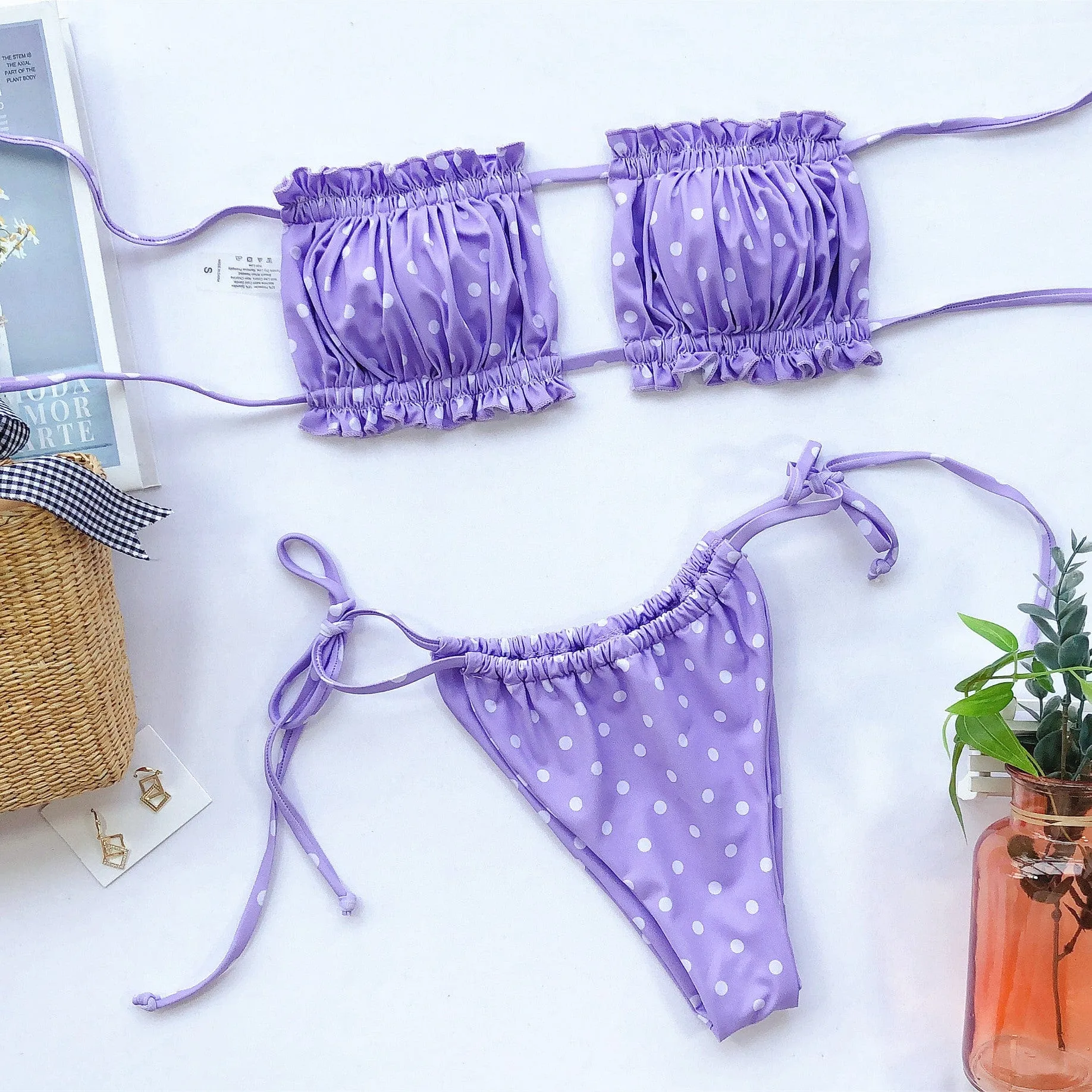 Frill Trim Ruched Bikini Set sold by Unique Kulture product image thumbnail 3