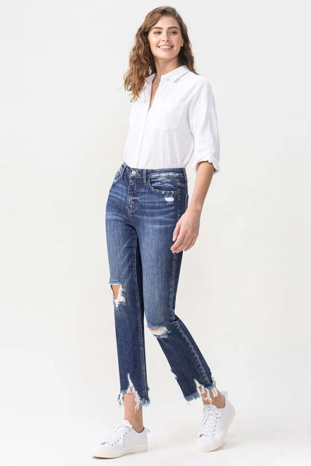 Lovervet Jackie Full Size High Rise Crop Straight Leg Jeans sold by Unique Kulture product image thumbnail 4