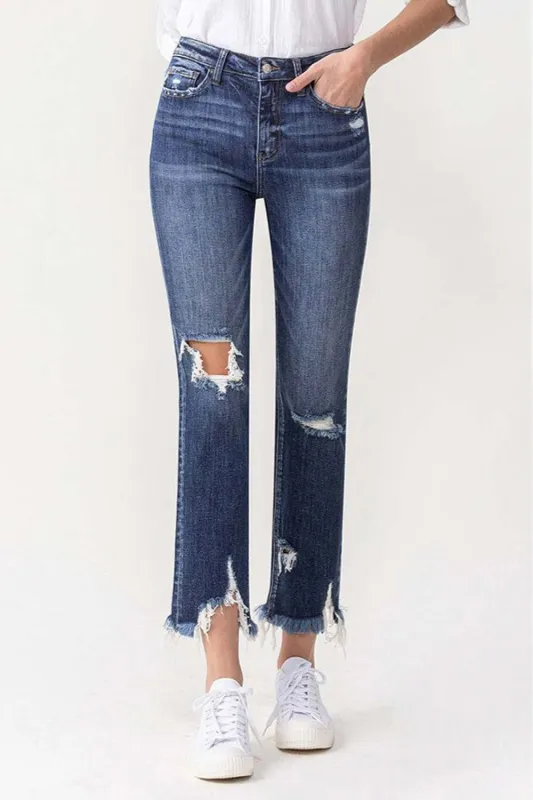 Lovervet Jackie Full Size High Rise Crop Straight Leg Jeans sold by Unique Kulture